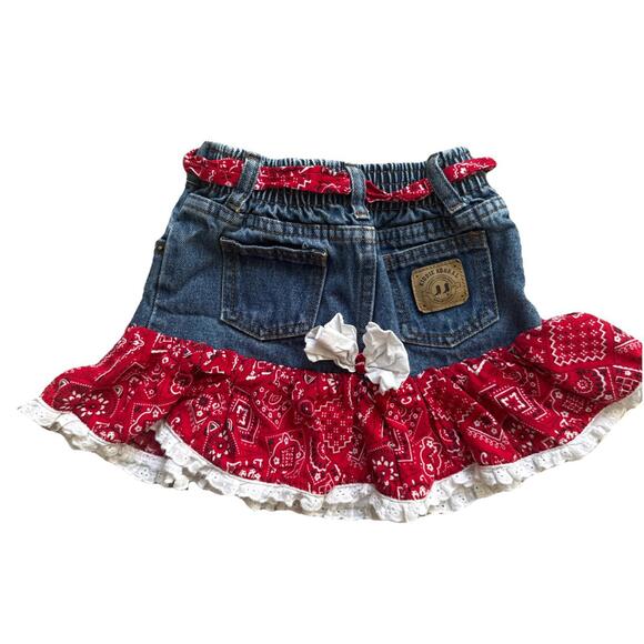 KIDDIE KORRAL Skirt Blue Demon Red Bandana SIZE 6 Girls Western Wear NWOT - Picture 2 of 2